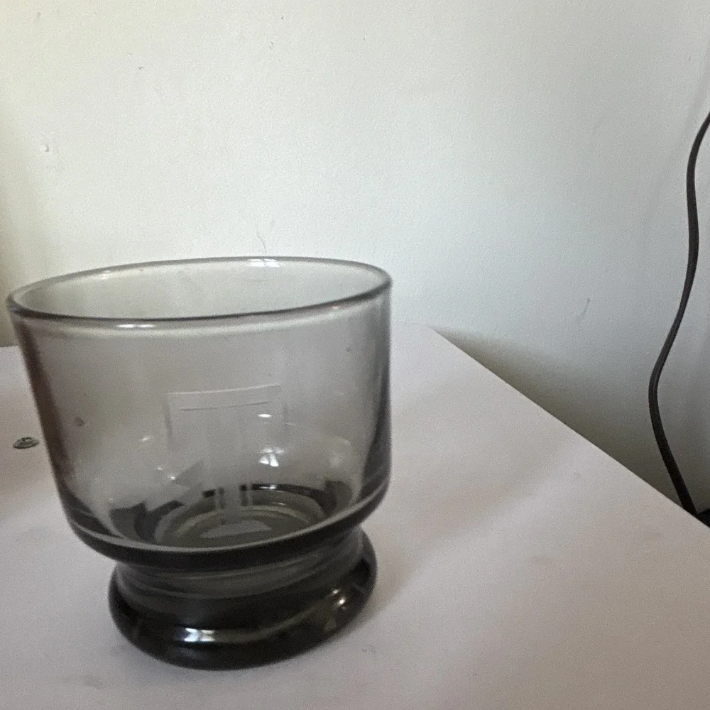 Smoked Gray Glass Tumbler Cocktail Glass 6 pieces in Round Heavy Base Decor